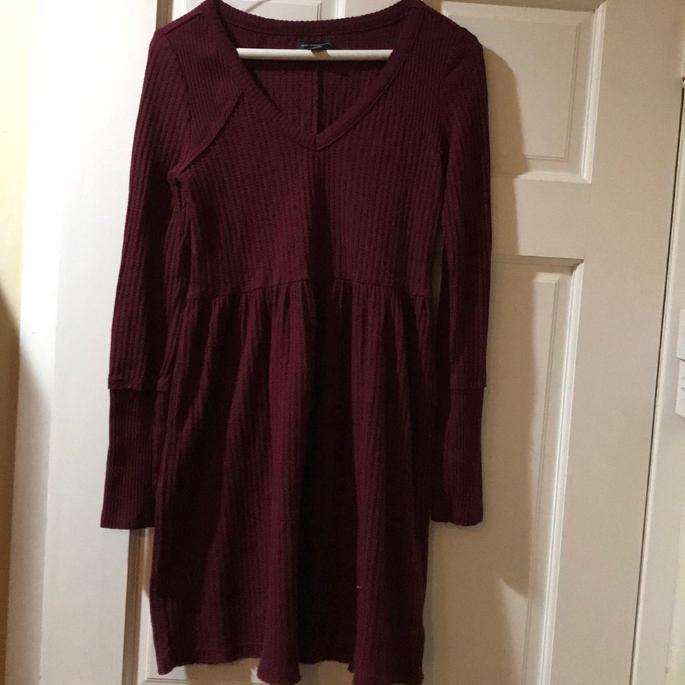 Long sleeve waffle knit dress